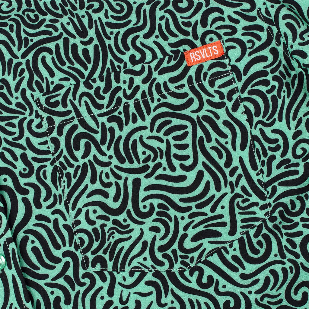 RSVLTS Squiggle Zoo KUNUFLEX Short Sleeve Shirt in Black — detail 4