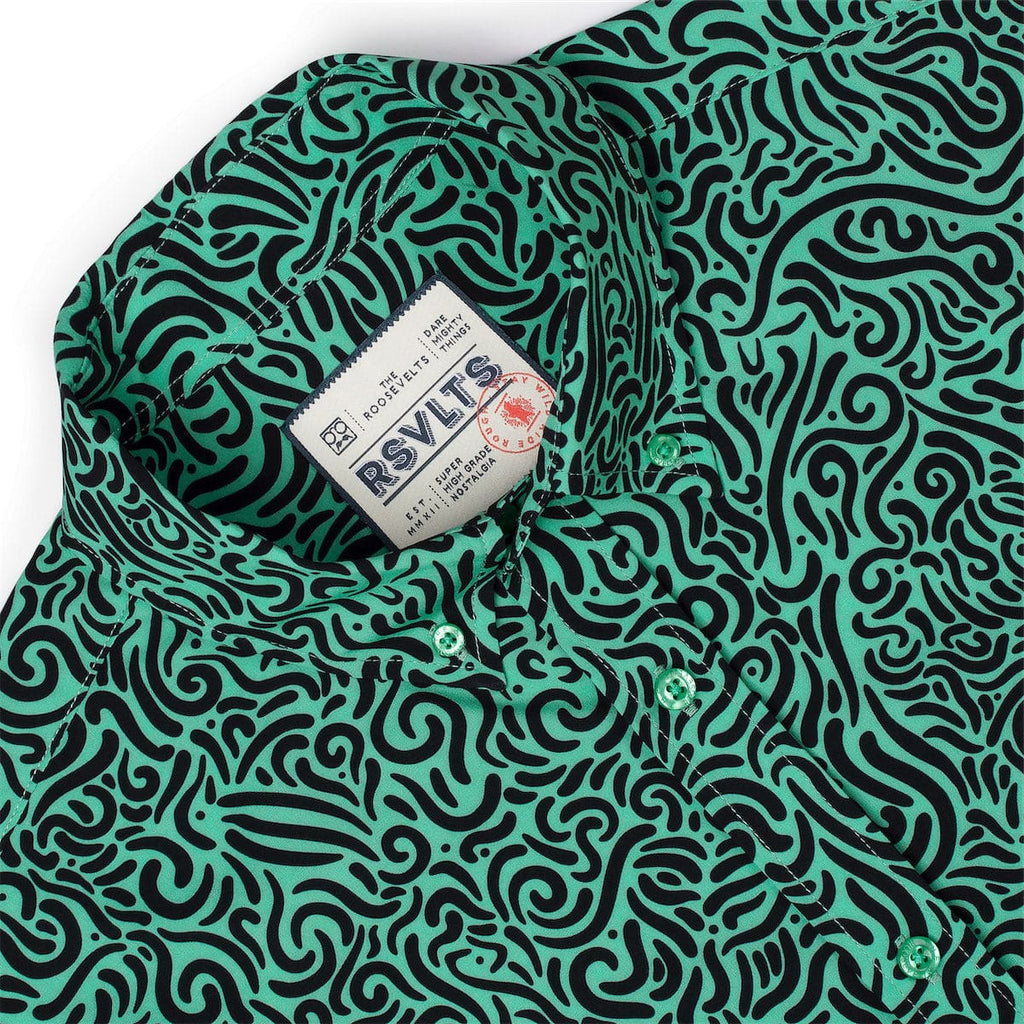 RSVLTS Squiggle Zoo KUNUFLEX Short Sleeve Shirt in Black — detail 6
