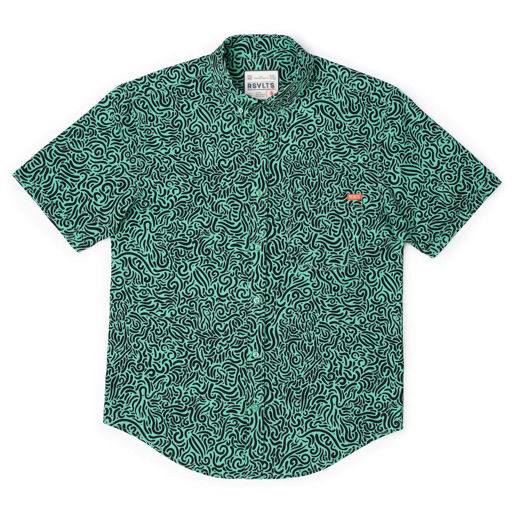 RSVLTS Squiggle Zoo KUNUFLEX Short Sleeve Shirt in Black — detail 5