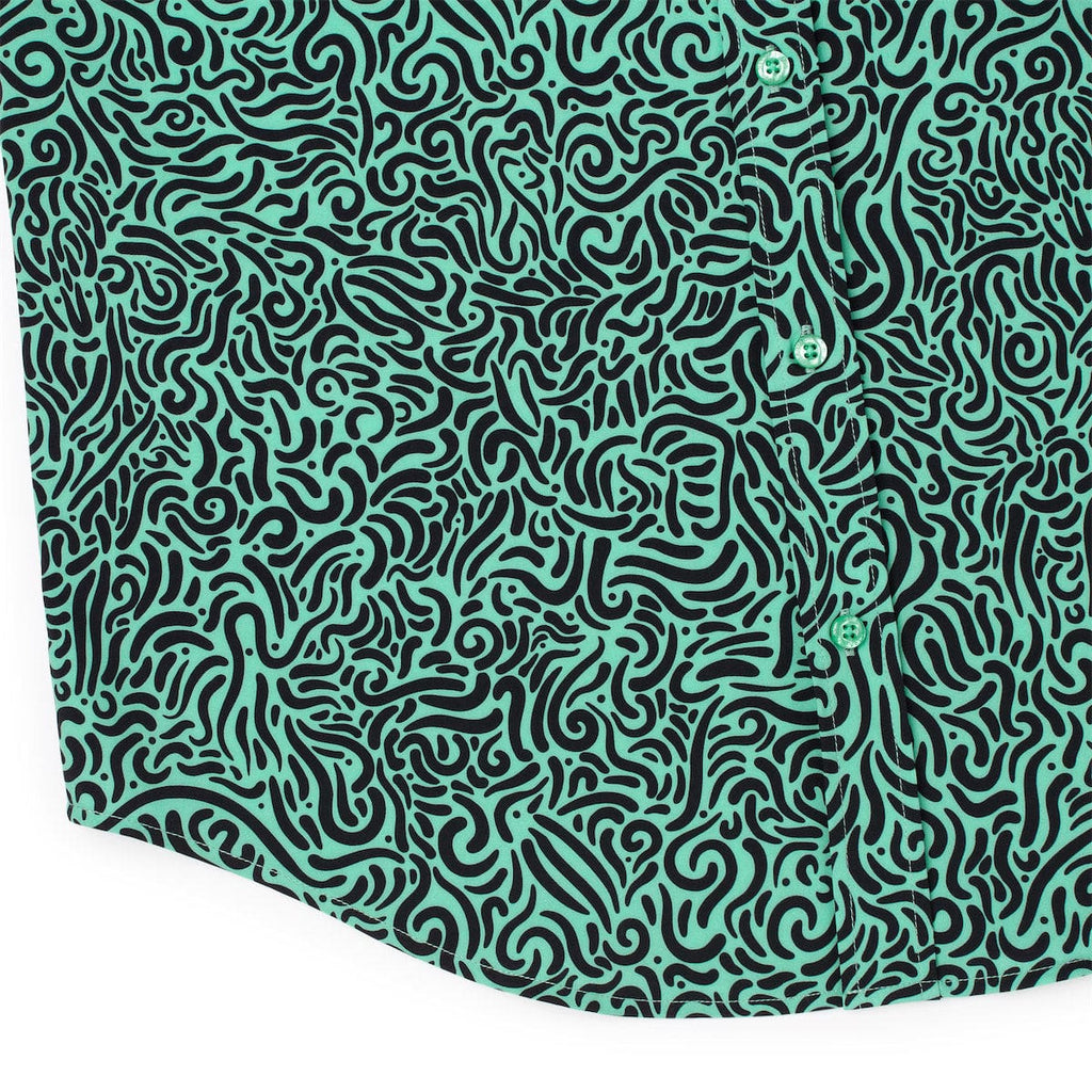 RSVLTS Squiggle Zoo KUNUFLEX Short Sleeve Shirt in Black — detail 7