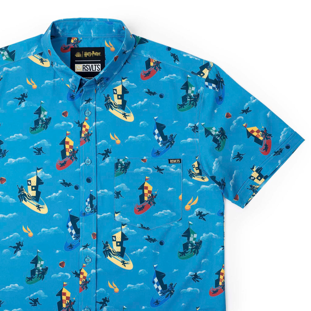 RSVLTS Bludger, Quaffle, Snitch KUNUFLEX Short Sleeve Shirt in Blue — front view