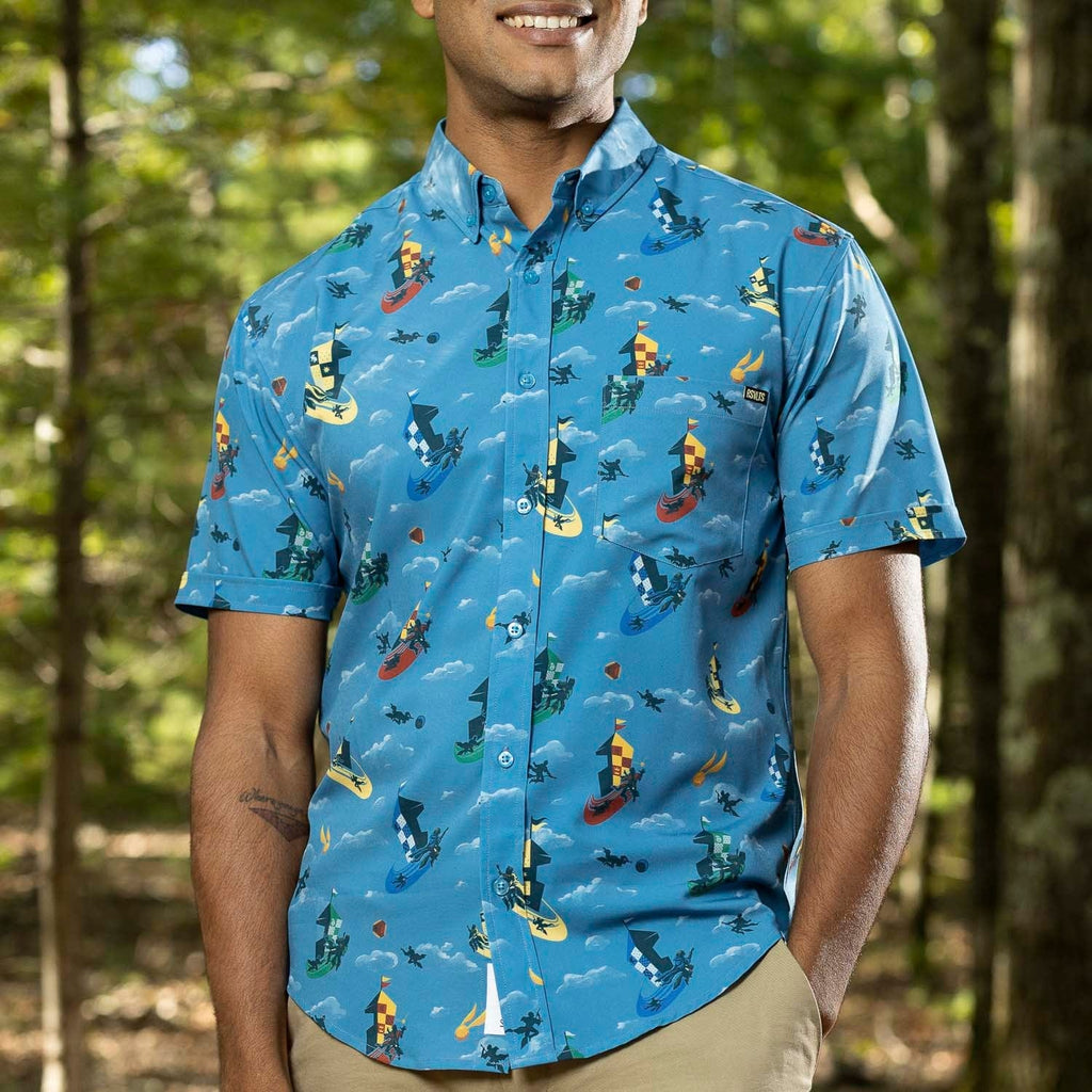 RSVLTS Bludger, Quaffle, Snitch KUNUFLEX Short Sleeve Shirt in Blue — detail 11