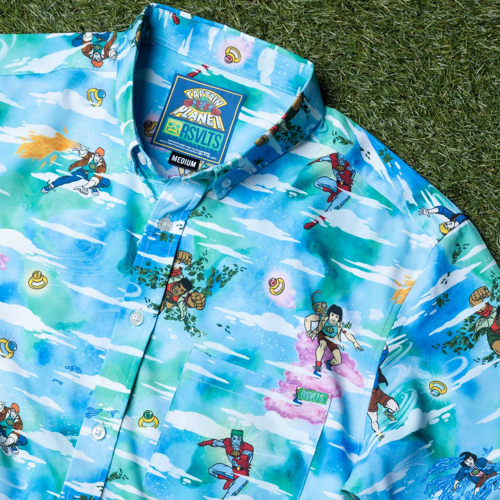 RSVLTS Powers Combined! KUNUFLEX Short Sleeve Shirt in Blue — detail 8