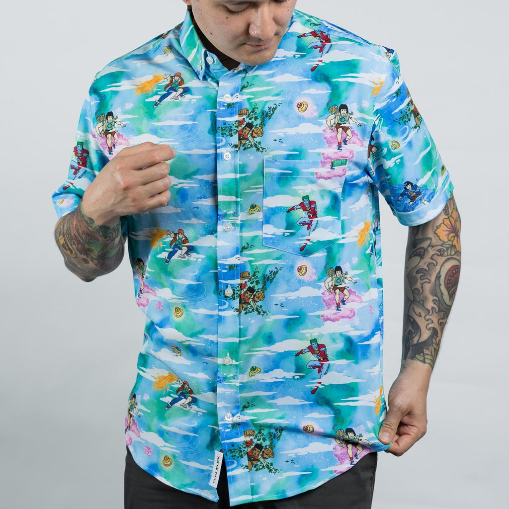 RSVLTS Powers Combined! KUNUFLEX Short Sleeve Shirt in Blue — detail 2