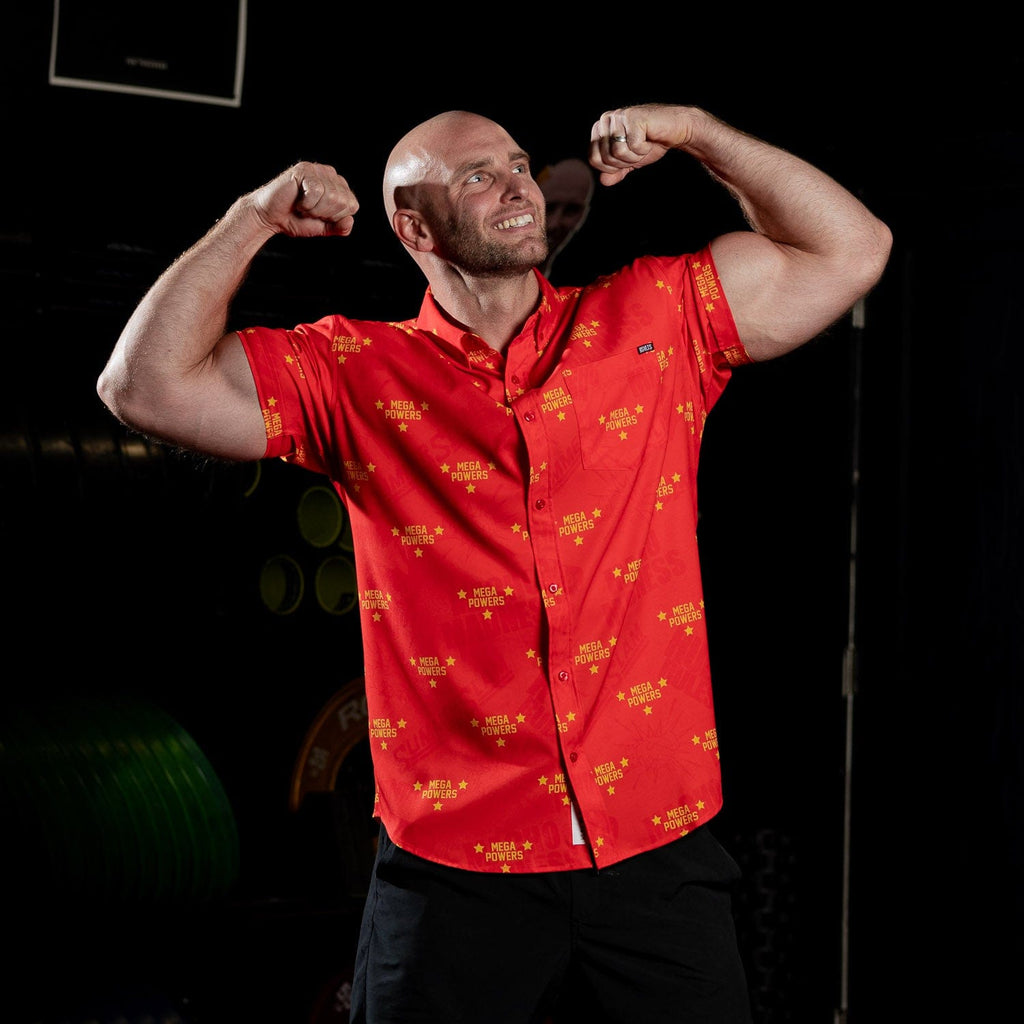 RSVLTS Mega Powers KUNUFLEX Short Sleeve Shirt in Orange — detail 6