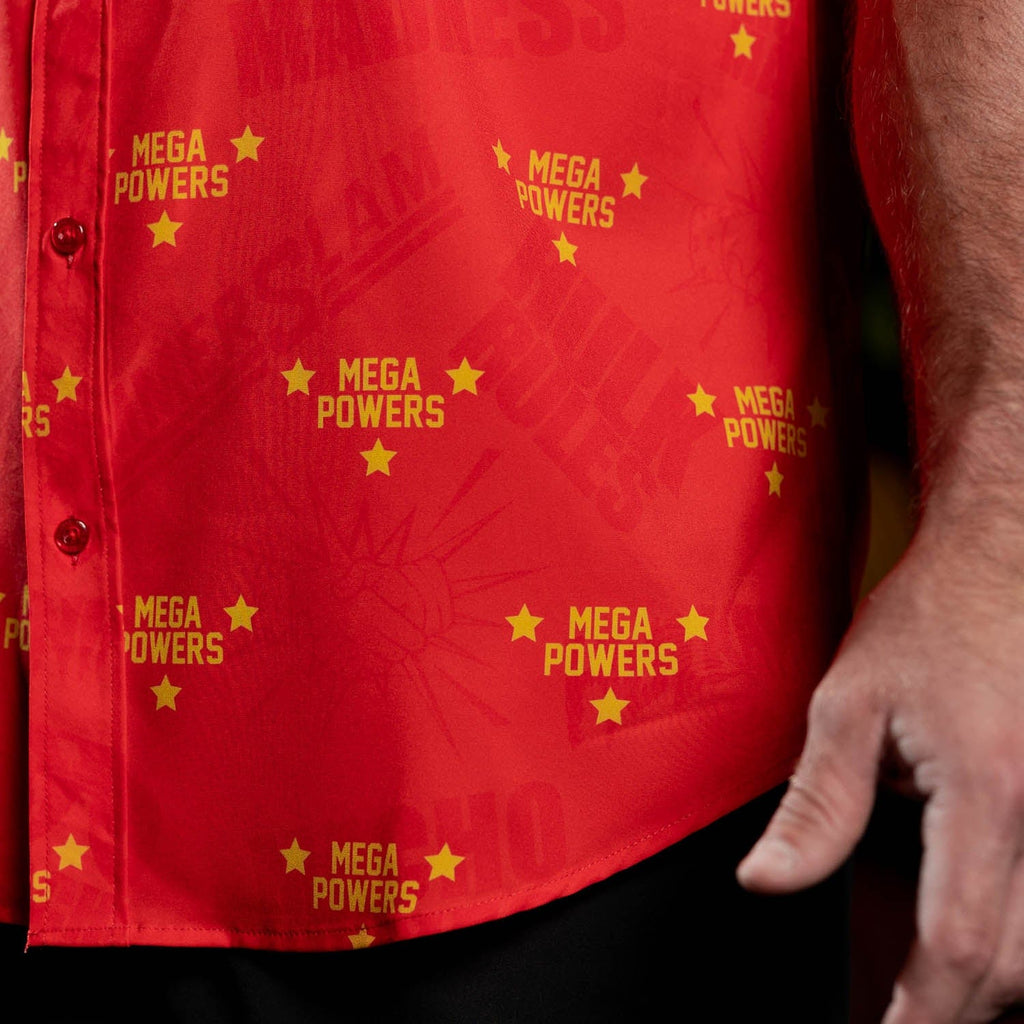 RSVLTS Mega Powers KUNUFLEX Short Sleeve Shirt in Orange — detail 7