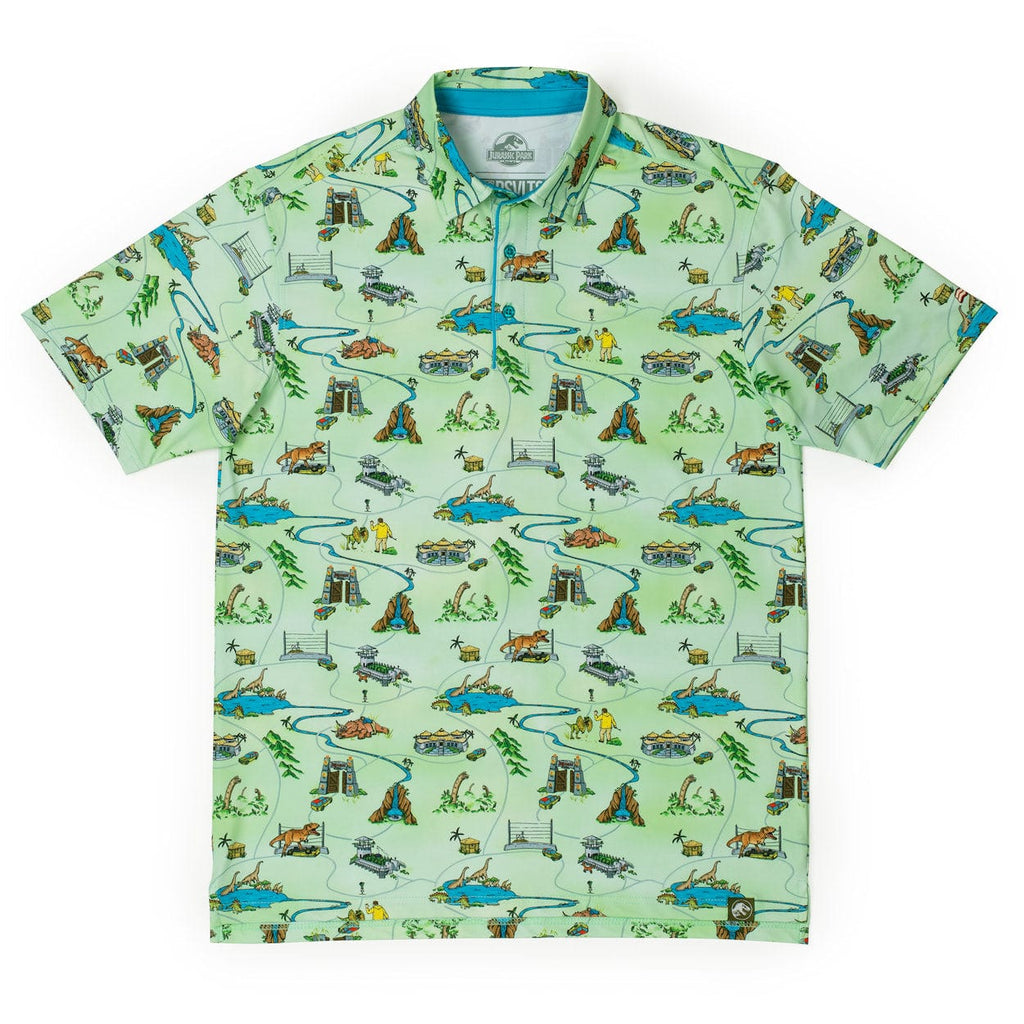 RSVLTS Park Map All-Day Polo in Green — front view