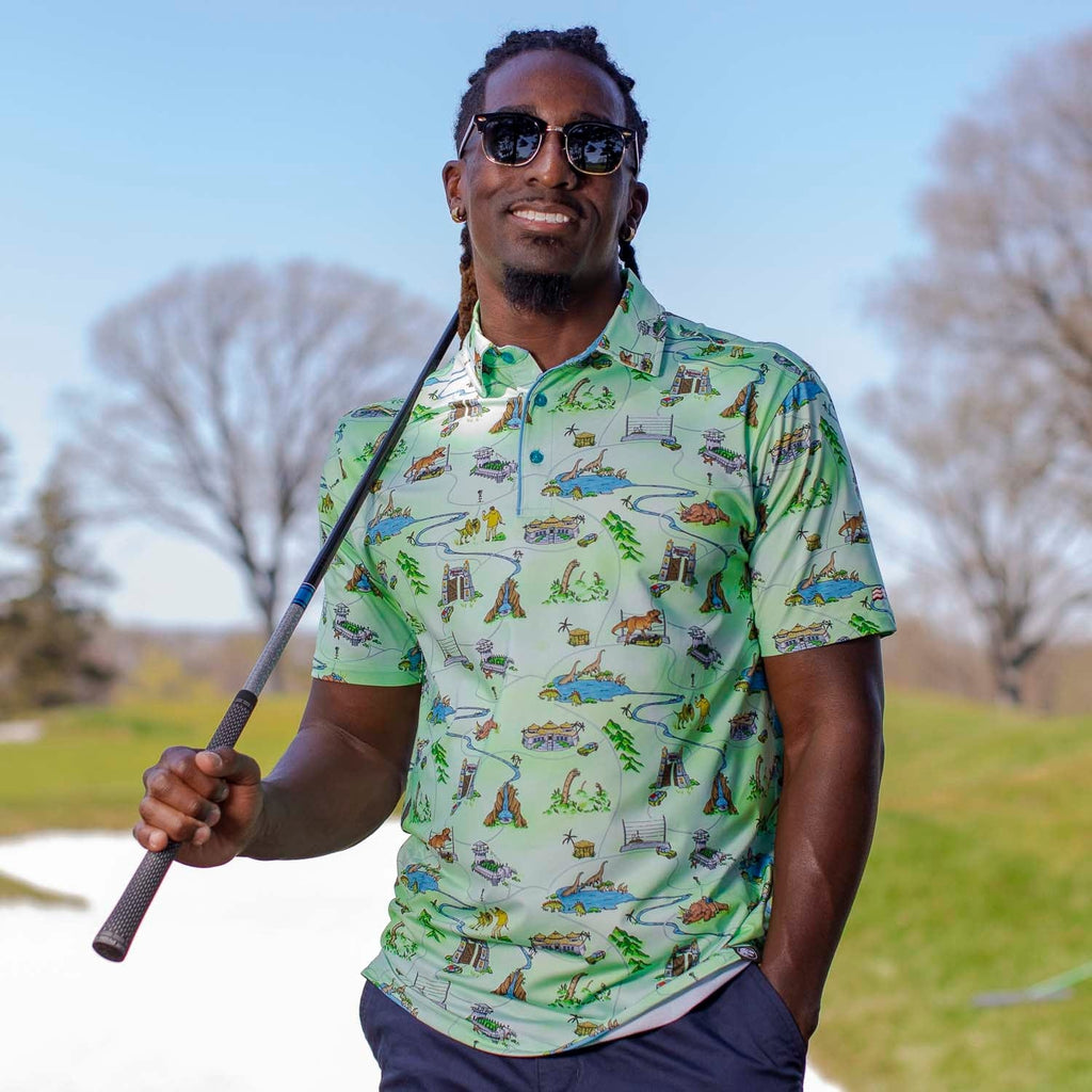 RSVLTS Park Map All-Day Polo in Green — detail 3
