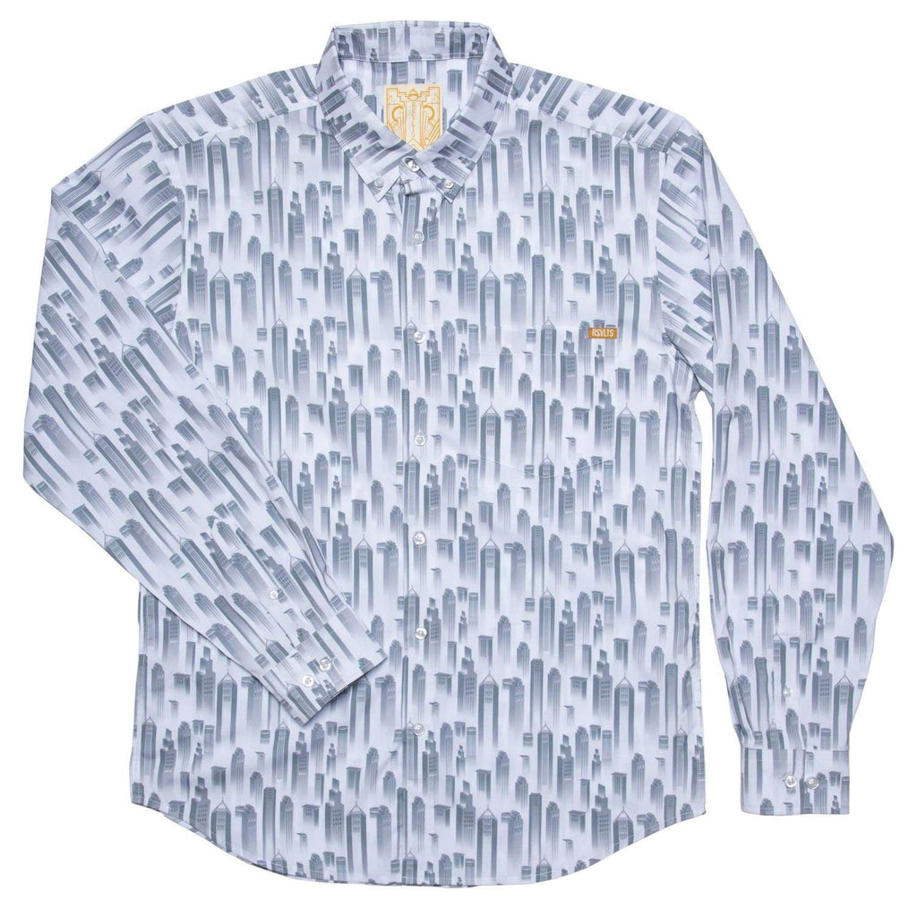 RSVLTS Happy Noir Years Long Sleeve Shirt in White — detail 2