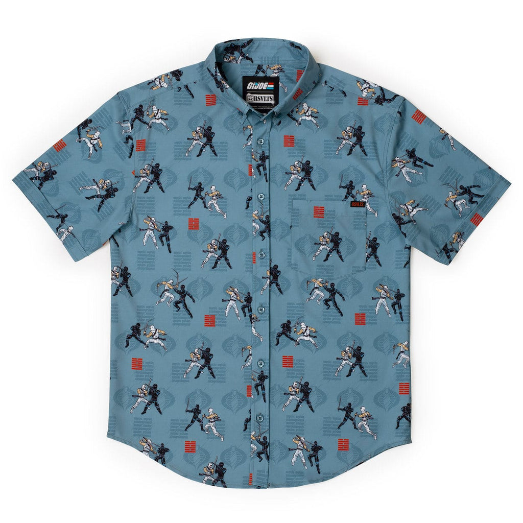 RSVLTS Arashikage Showdown KUNUFLEX Short Sleeve Shirt in Blue — detail 7
