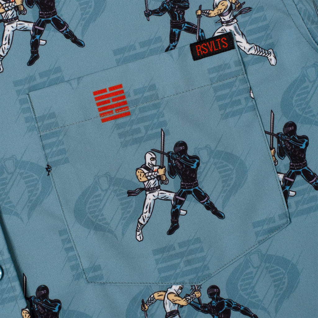 RSVLTS Arashikage Showdown KUNUFLEX Short Sleeve Shirt in Blue — detail 10
