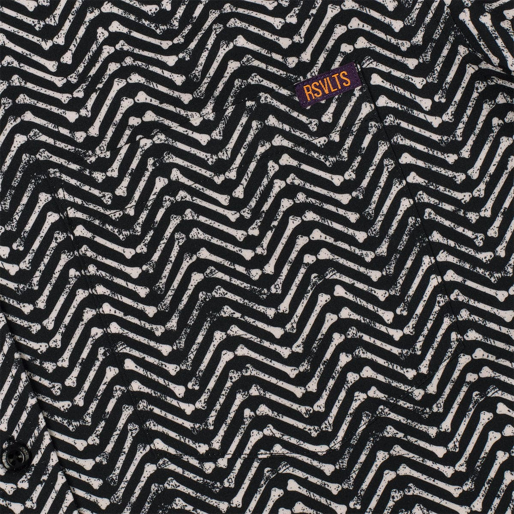 RSVLTS Herring-bonez KUNUFLEX Short Sleeve Shirt in Black — detail 4