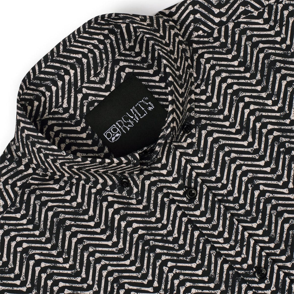 RSVLTS Herring-bonez KUNUFLEX Short Sleeve Shirt in Black — detail 6