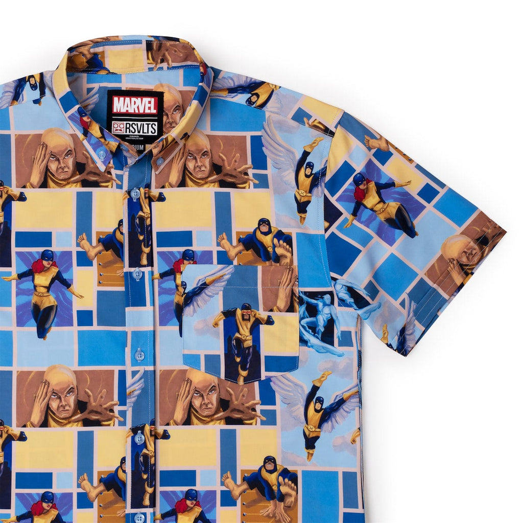 RSVLTS Uncanny KUNUFLEX Short Sleeve Shirt in Blue — front view