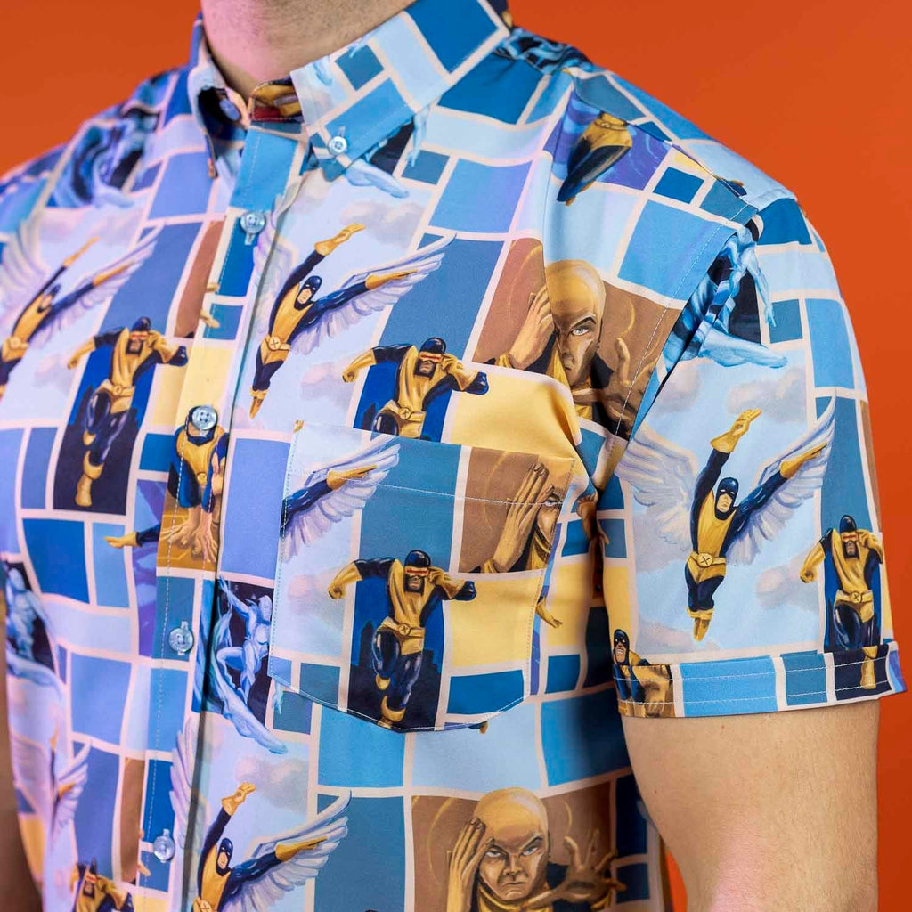 RSVLTS Uncanny KUNUFLEX Short Sleeve Shirt in Blue — detail 6