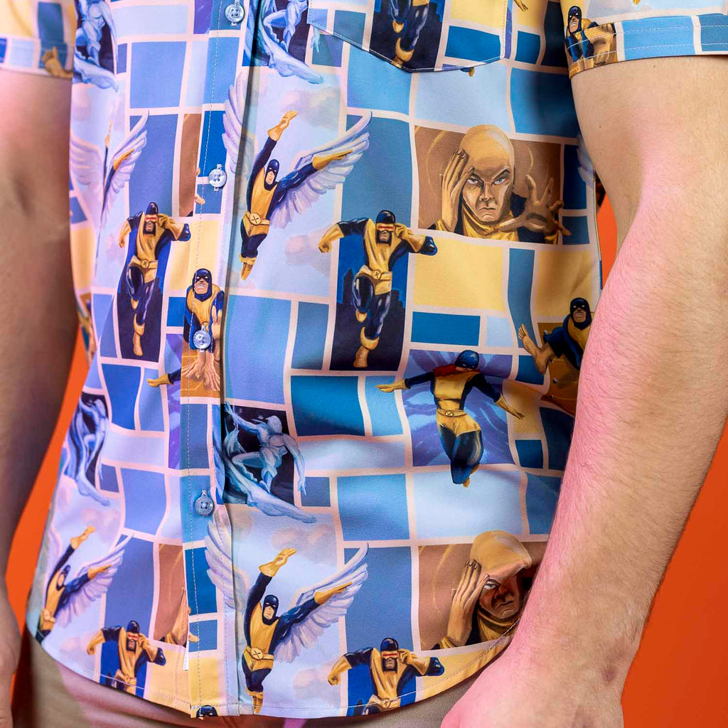RSVLTS Uncanny KUNUFLEX Short Sleeve Shirt in Blue — detail 9