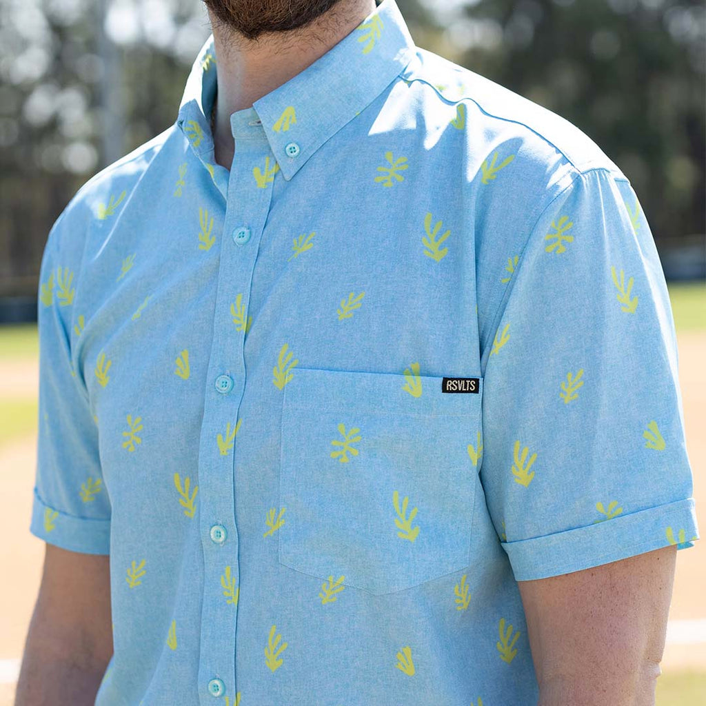 RSVLTS The Sheaf KUNUFLEX Short Sleeve Shirt in Blue — detail 2