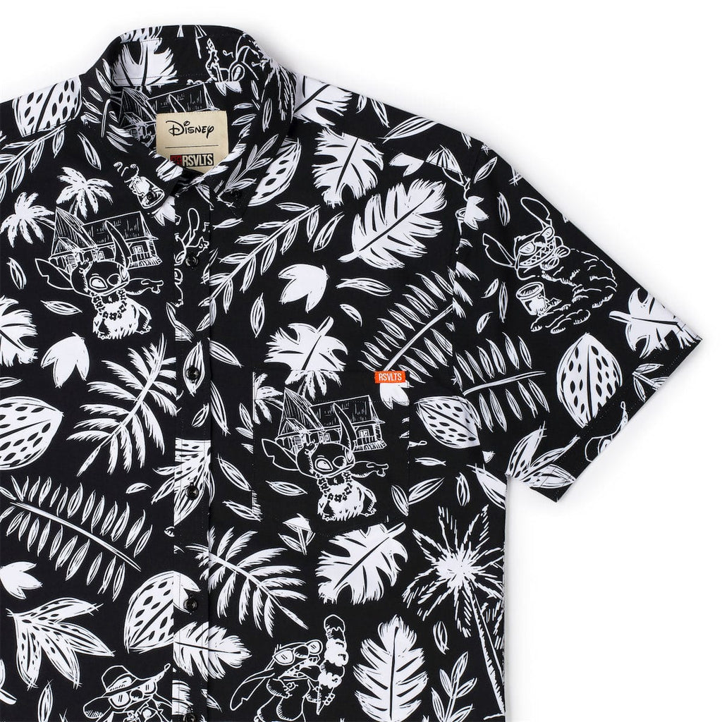 RSVLTS Hawaiian Hijinks KUNUFLEX Short Sleeve Shirt in Black — front view