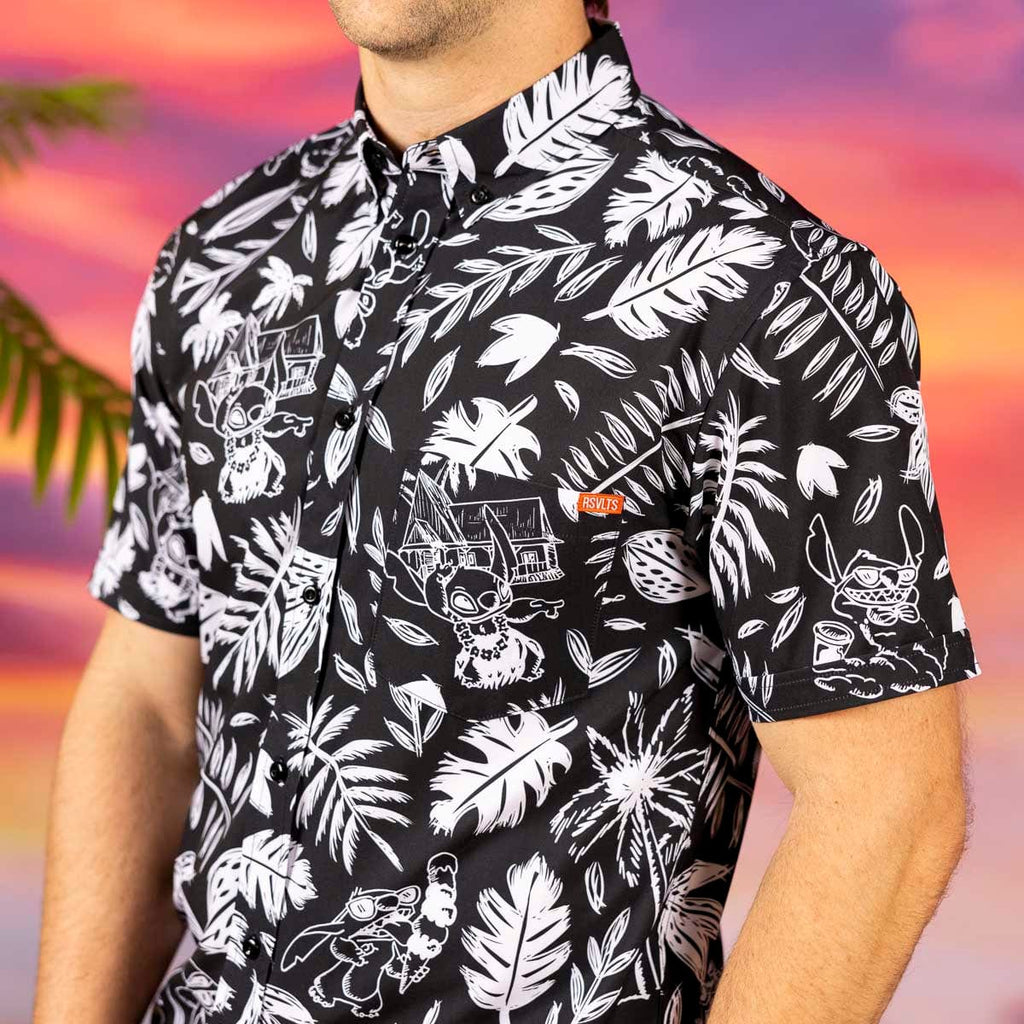 RSVLTS Hawaiian Hijinks KUNUFLEX Short Sleeve Shirt in Black — detail 4