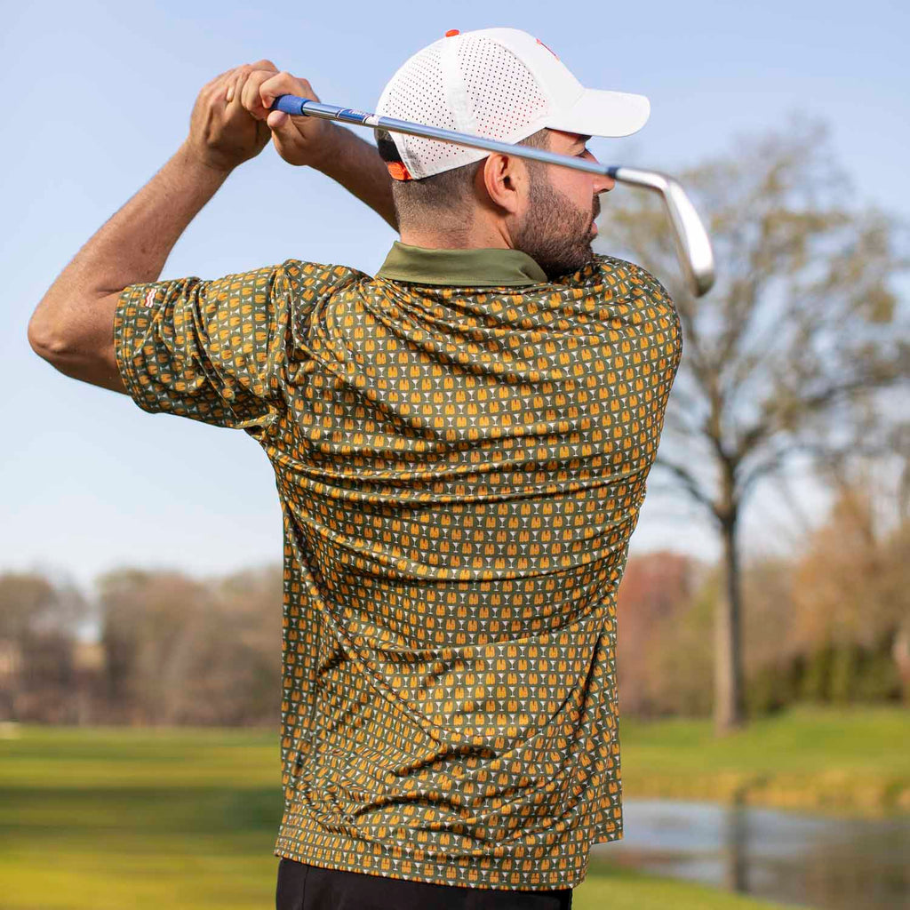 RSVLTS Shooter's Tour All-Day Polo in Brown — front view
