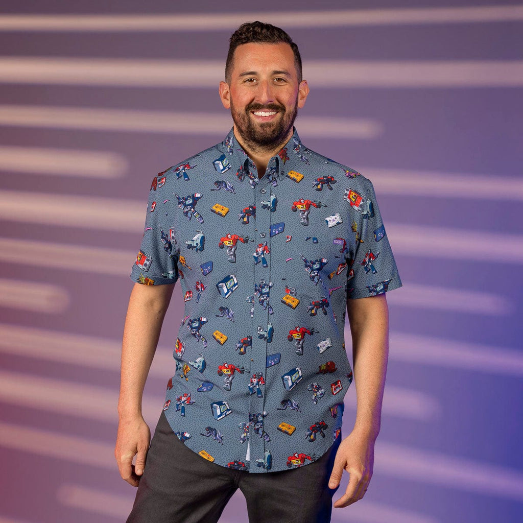 RSVLTS Boombox Beatdown KUNUFLEX Short Sleeve Shirt in Gray — detail 7