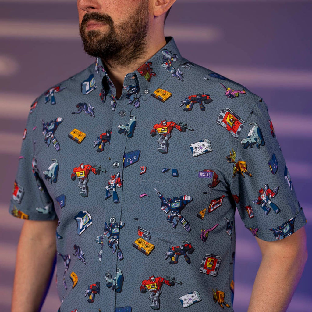 RSVLTS Boombox Beatdown KUNUFLEX Short Sleeve Shirt in Gray — detail 5