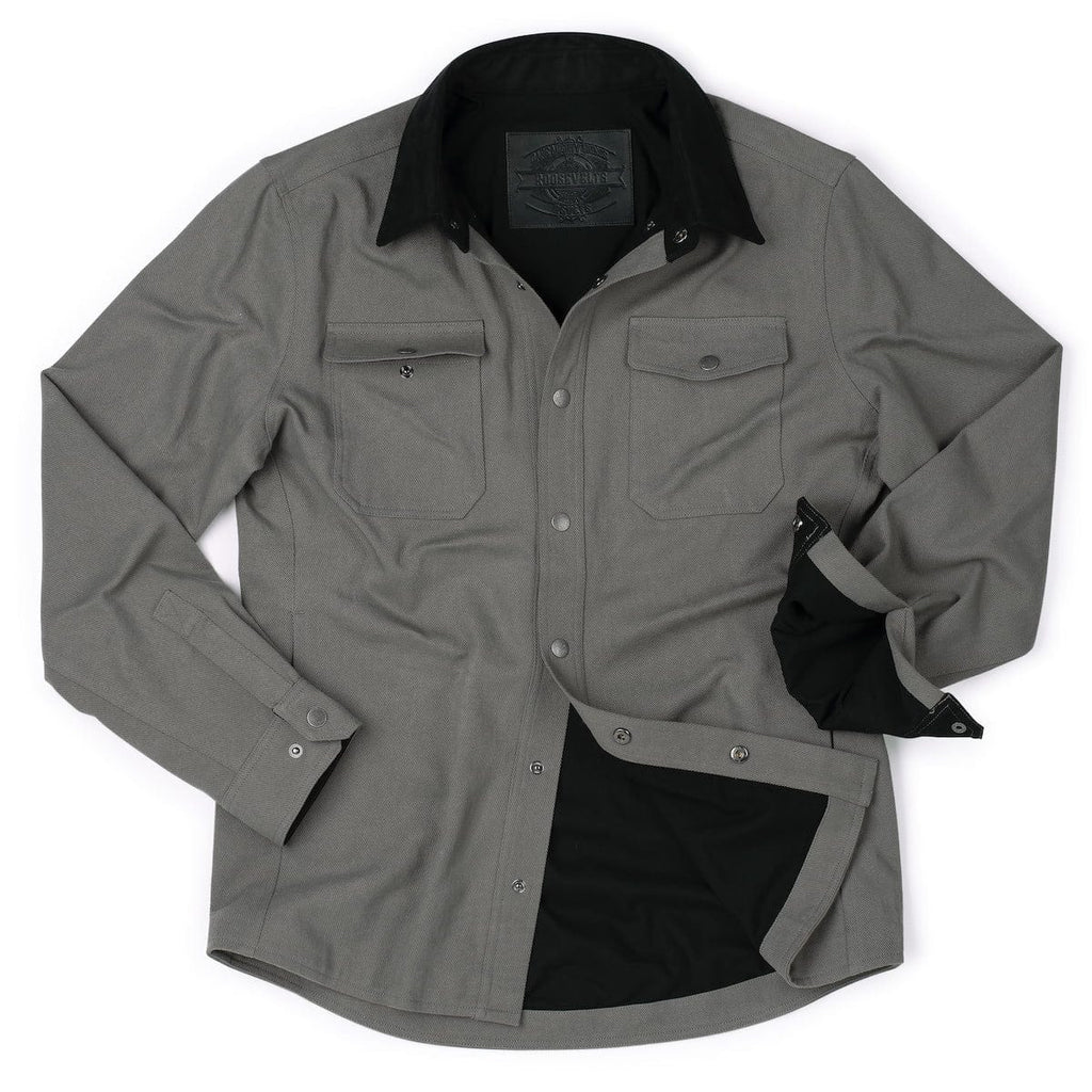 RSVLTS Pewter Heavy-Duty Shirt Jacket in Gray — front view