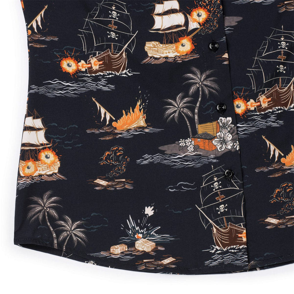 RSVLTS Days of Plunder Women's KUNUFLEX Short Sleeve Shirt in Black — detail 9