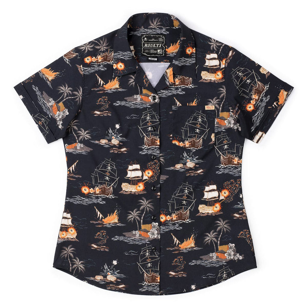 RSVLTS Days of Plunder Women's KUNUFLEX Short Sleeve Shirt in Black — detail 4