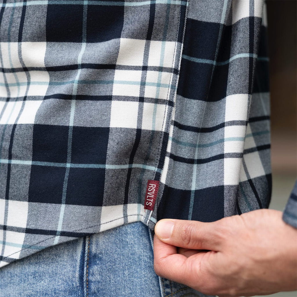 RSVLTS Flanilla Ice BorlandFlex Long Sleeve Flannel in Blue — detail 5