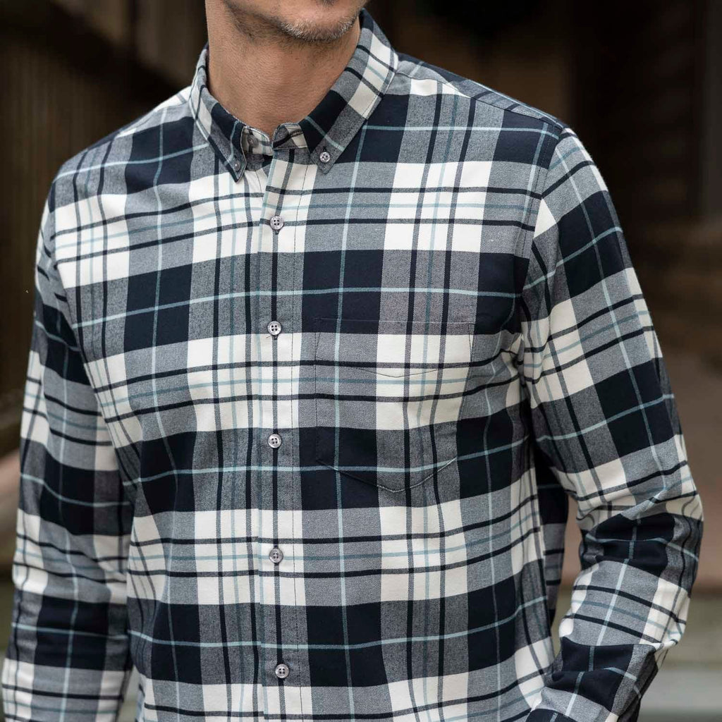 RSVLTS Flanilla Ice BorlandFlex Long Sleeve Flannel in Blue — front view