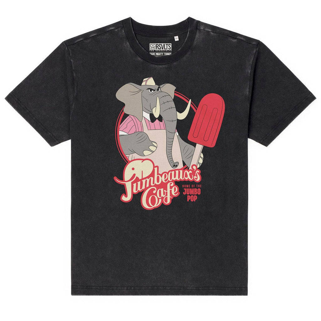RSVLTS Jumbeaux's Cafe Vintage Crewneck Tee in Black — front view