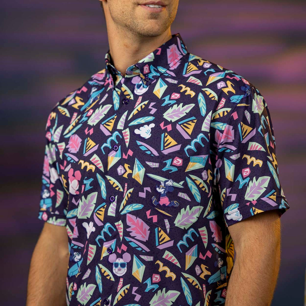 RSVLTS Surfin' Mickey KUNUFLEX Short Sleeve Shirt in Black — detail 5