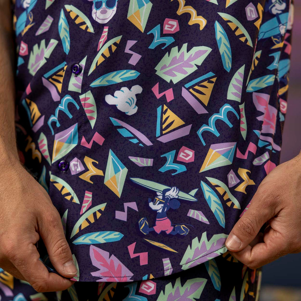 RSVLTS Surfin' Mickey KUNUFLEX Short Sleeve Shirt in Black — detail 7