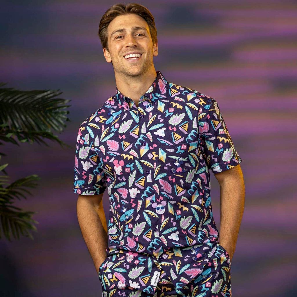 RSVLTS Surfin' Mickey KUNUFLEX Short Sleeve Shirt in Black — detail 3