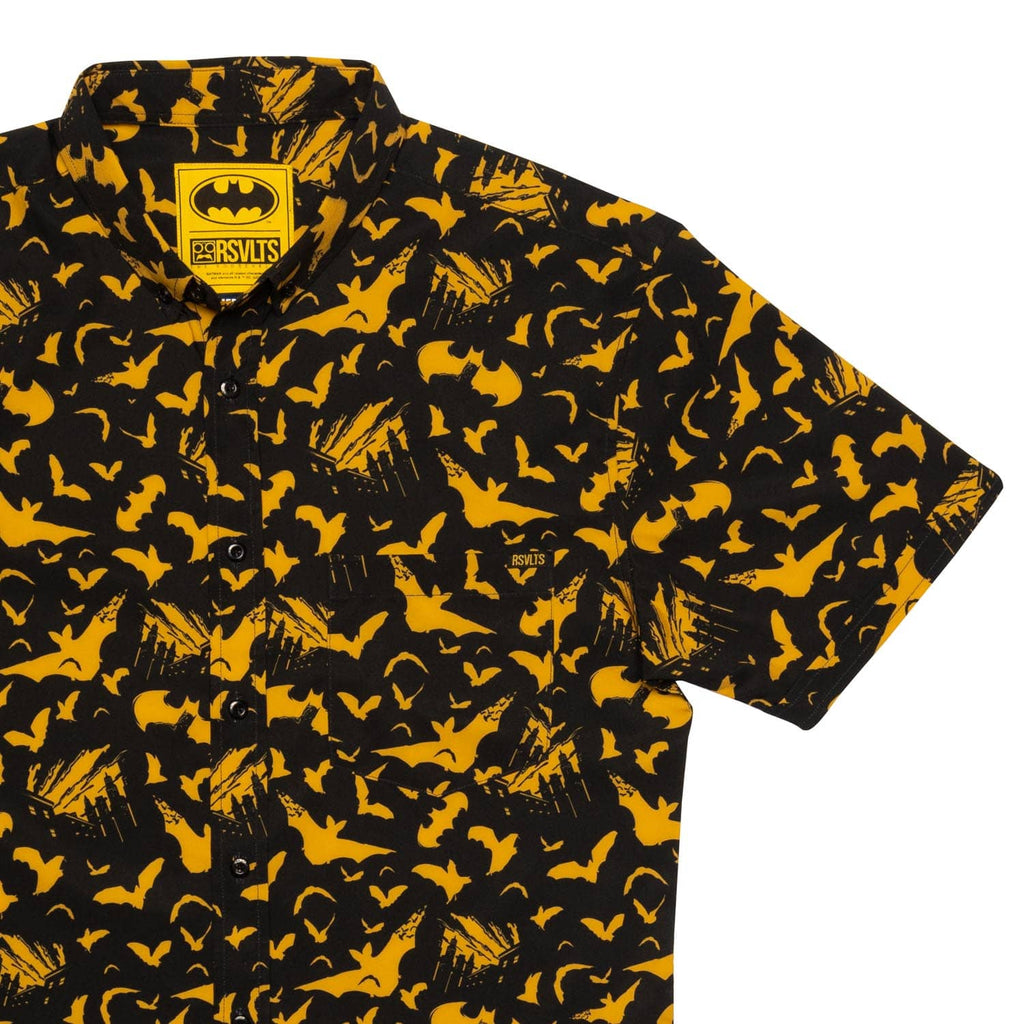 RSVLTS The Caped Crusader KUNUFLEX Short Sleeve Shirt in Black — front view
