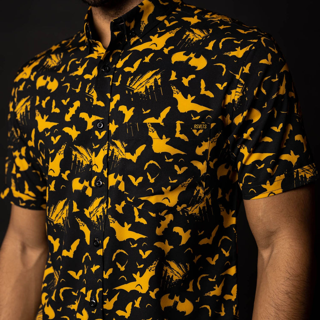RSVLTS The Caped Crusader KUNUFLEX Short Sleeve Shirt in Black — detail 4