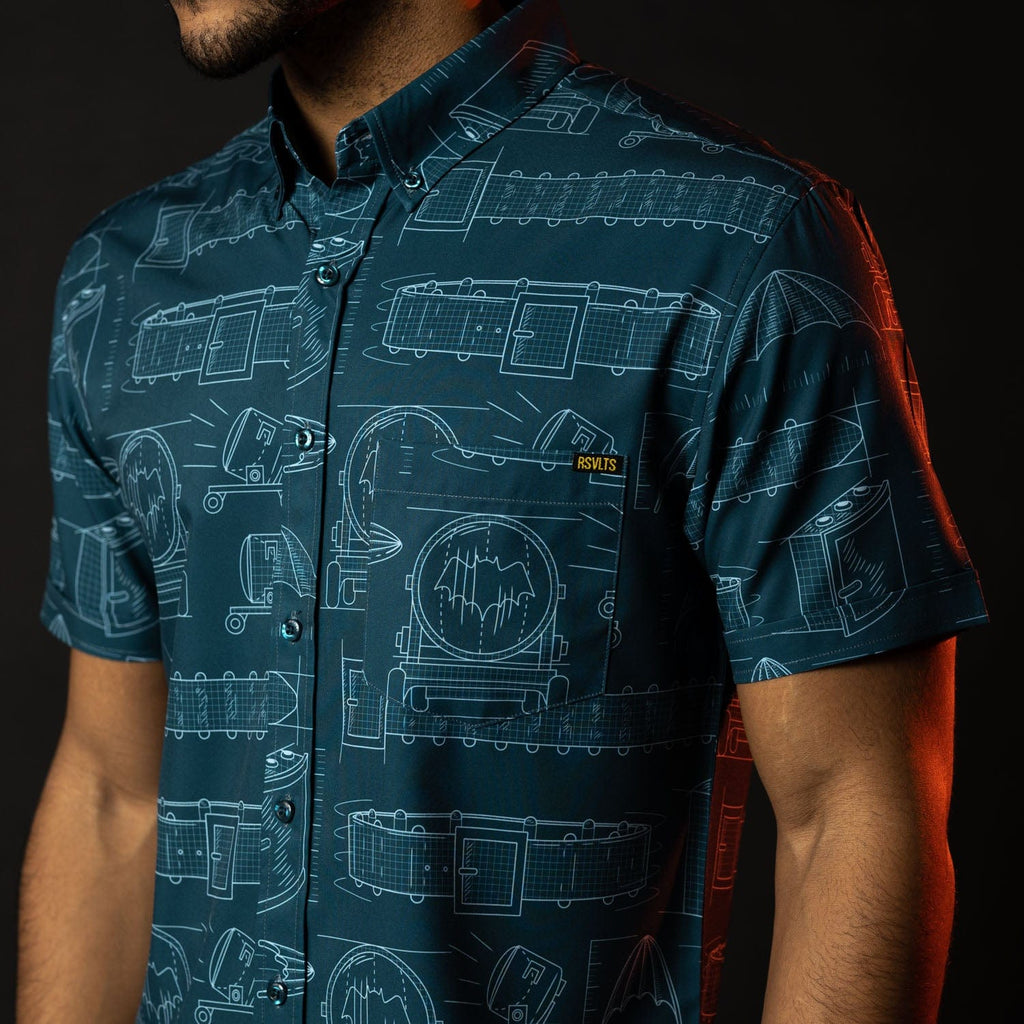 RSVLTS Batprints KUNUFLEX Short Sleeve Shirt in Blue — front view