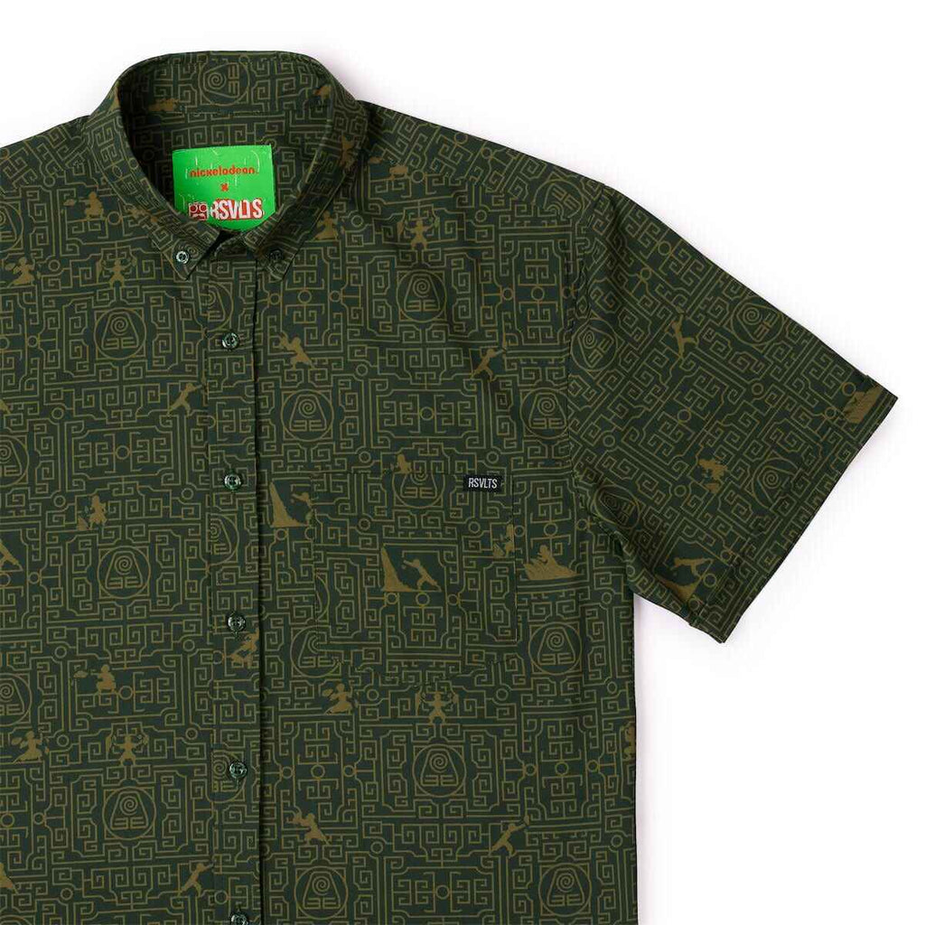 RSVLTS Move Rock KUNUFLEX Short Sleeve Shirt in Green — front view