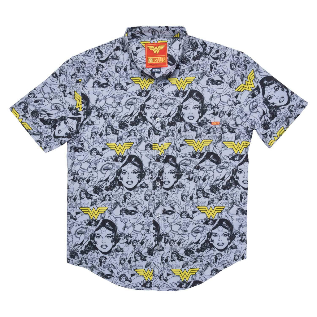 RSVLTS Face of Wonder KUNUFLEX Short Sleeve Shirt in Gray — detail 2