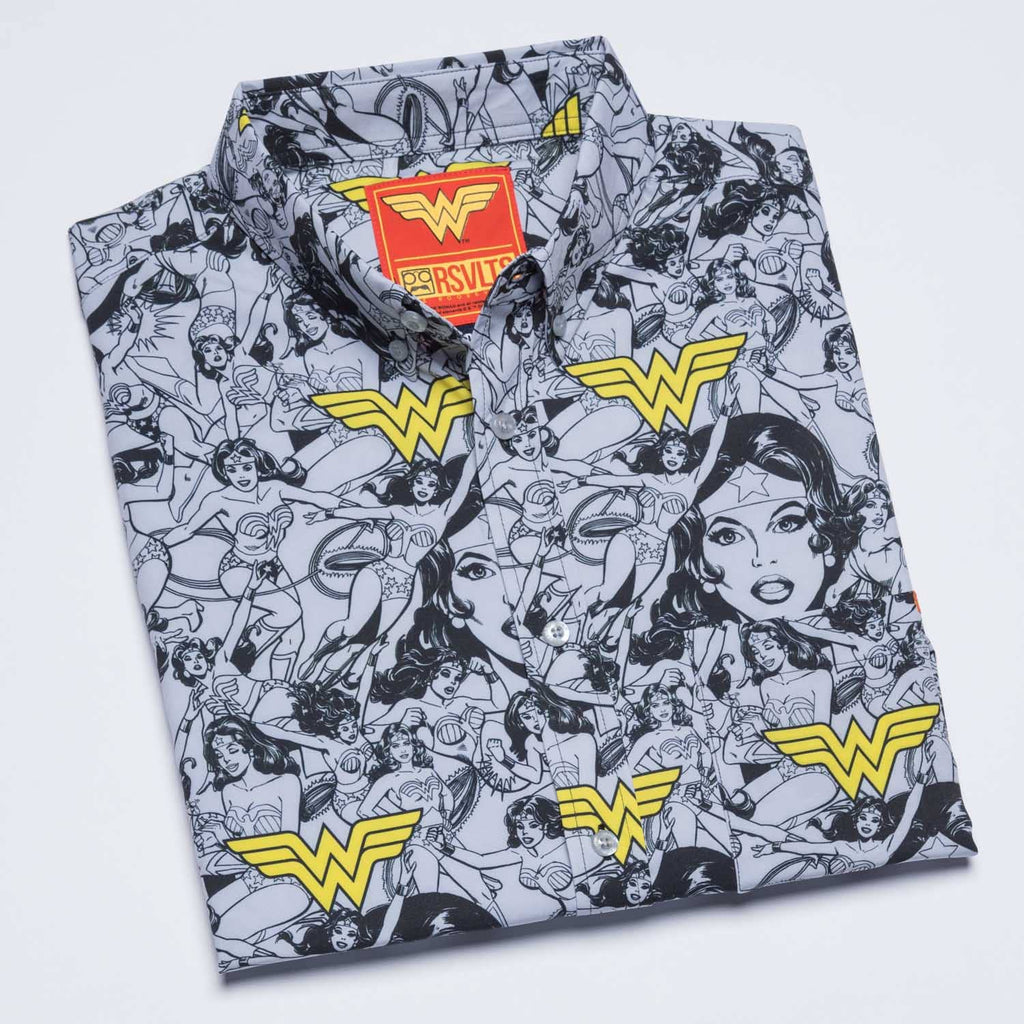 RSVLTS Face of Wonder KUNUFLEX Short Sleeve Shirt in Gray — detail 7