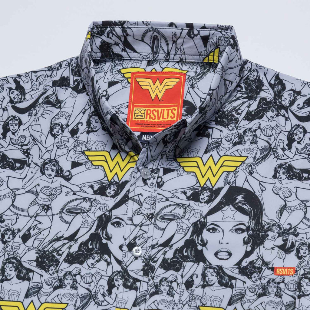 RSVLTS Face of Wonder KUNUFLEX Short Sleeve Shirt in Gray — detail 4