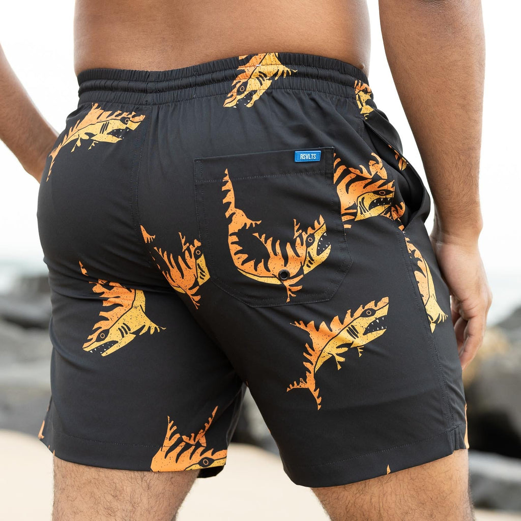 RSVLTS Sea Tiger Hybrid Shorts in Black — detail 5