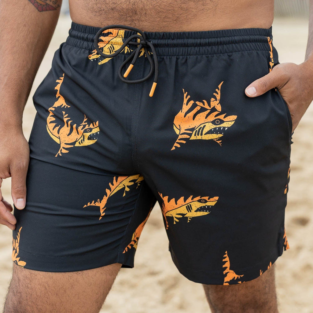 RSVLTS Sea Tiger Hybrid Shorts in Black — detail 3