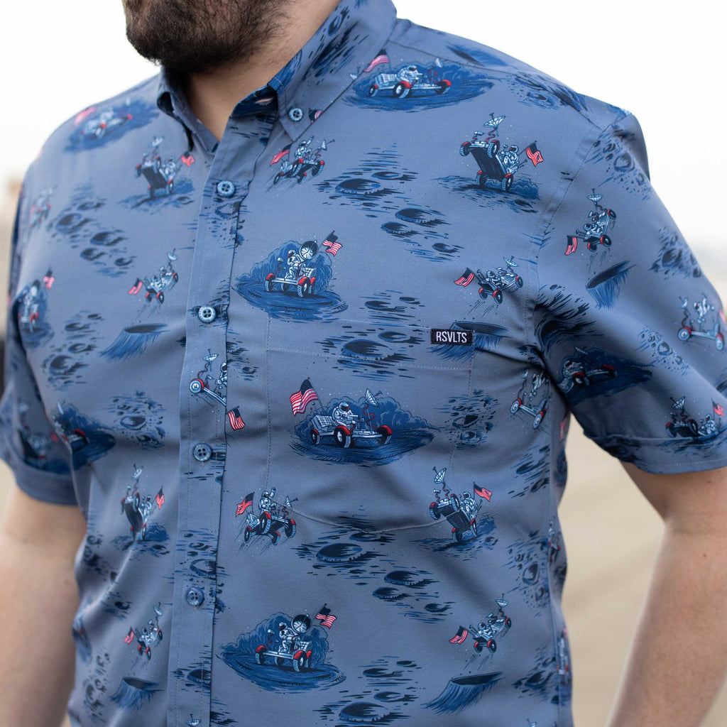 RSVLTS Moon Buggy KUNUFLEX Short Sleeve Shirt in Blue — detail 7