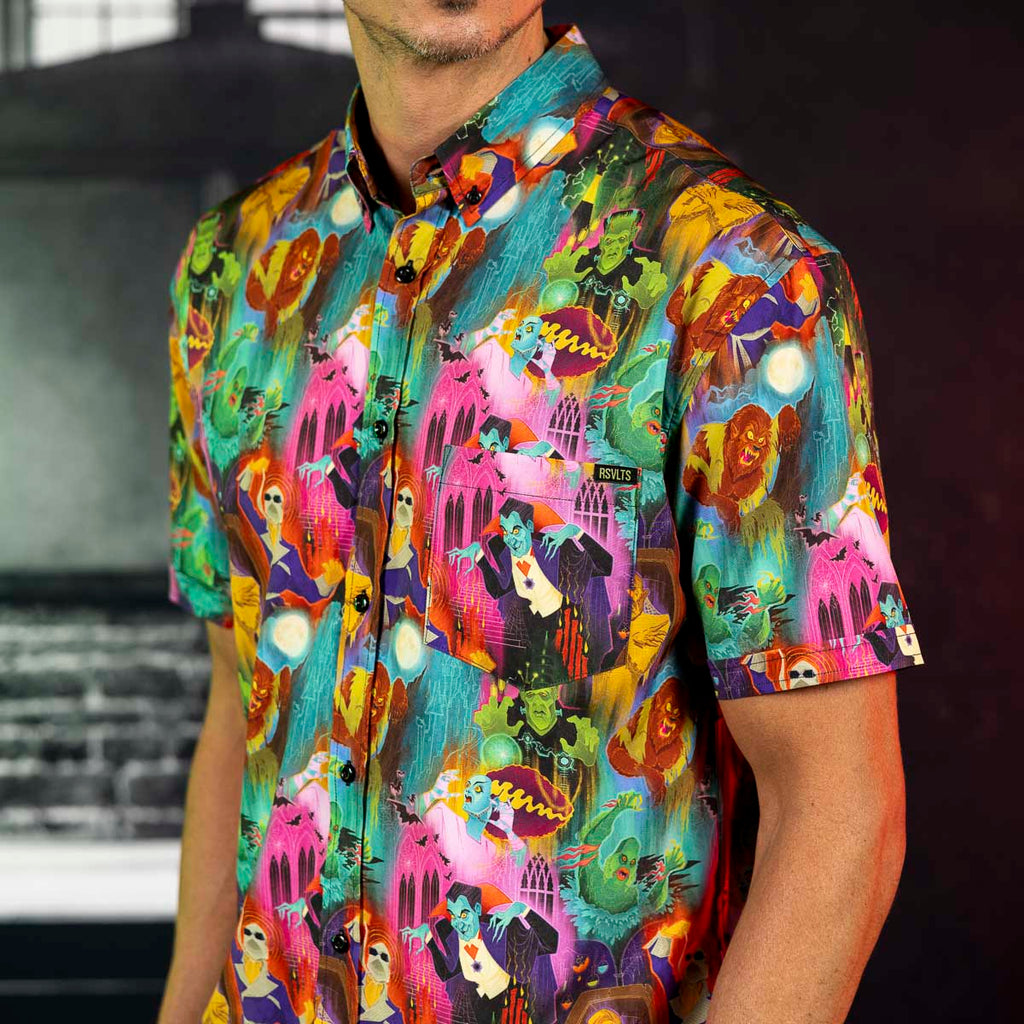 RSVLTS Technicolor Terror KUNUFLEX Short Sleeve Shirt in Multicolor — detail 6