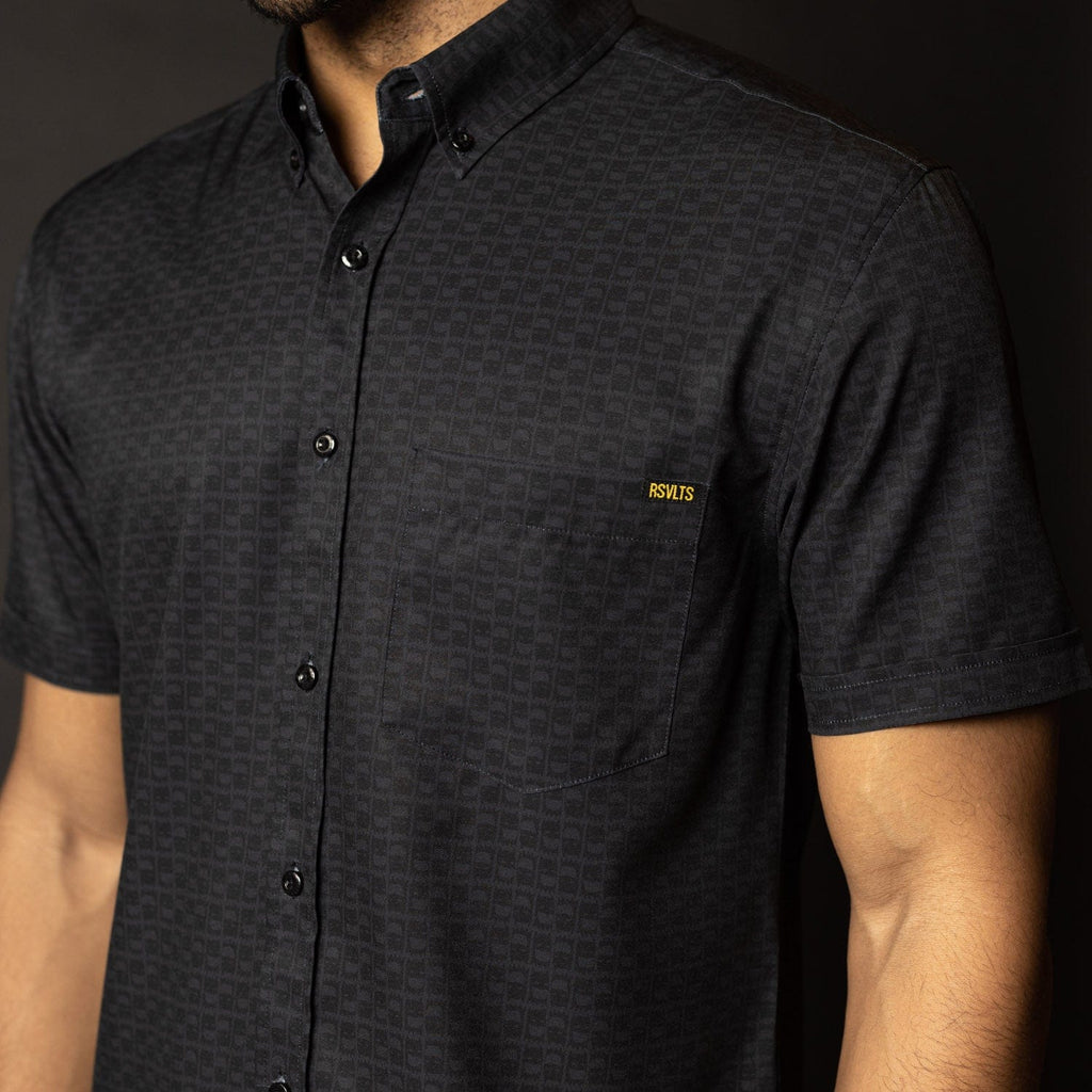 RSVLTS Little Wayne KUNUFLEX Short Sleeve Shirt in Black — detail 4