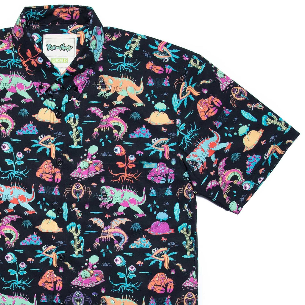 RSVLTS Monster Run KUNUFLEX Short Sleeve Shirt in Black — front view