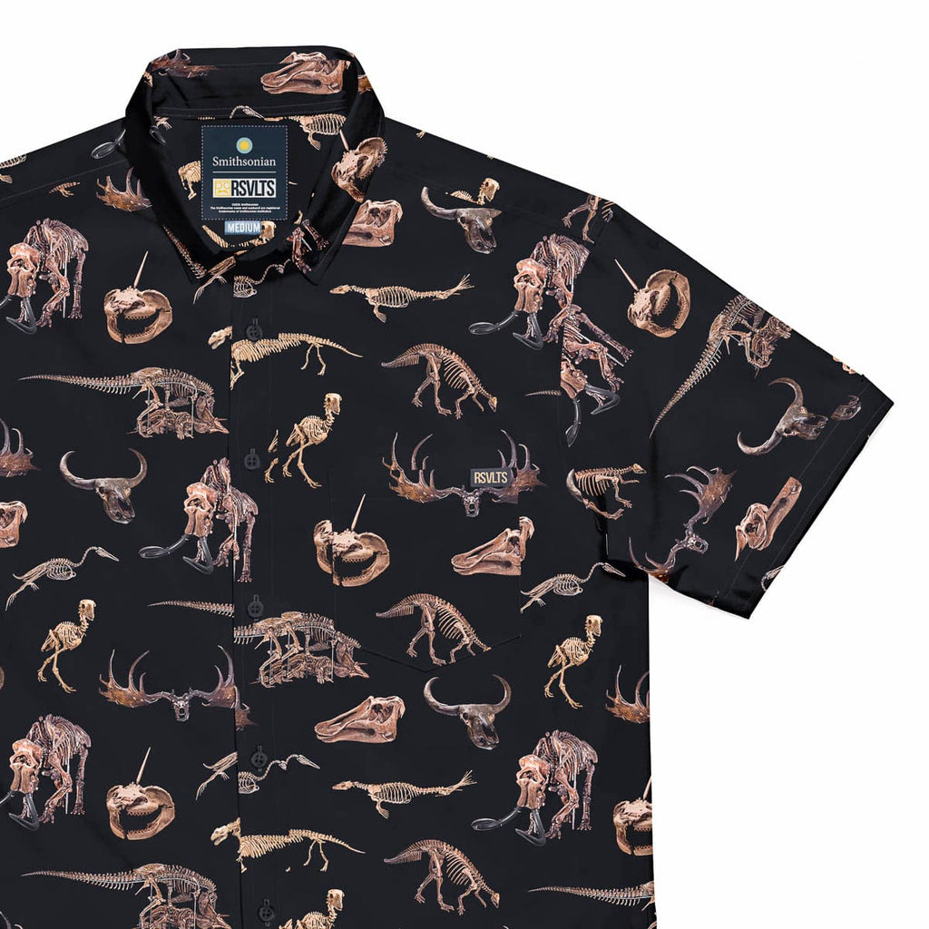 RSVLTS Excavating History KUNUFLEX Short Sleeve Shirt in Black — front view
