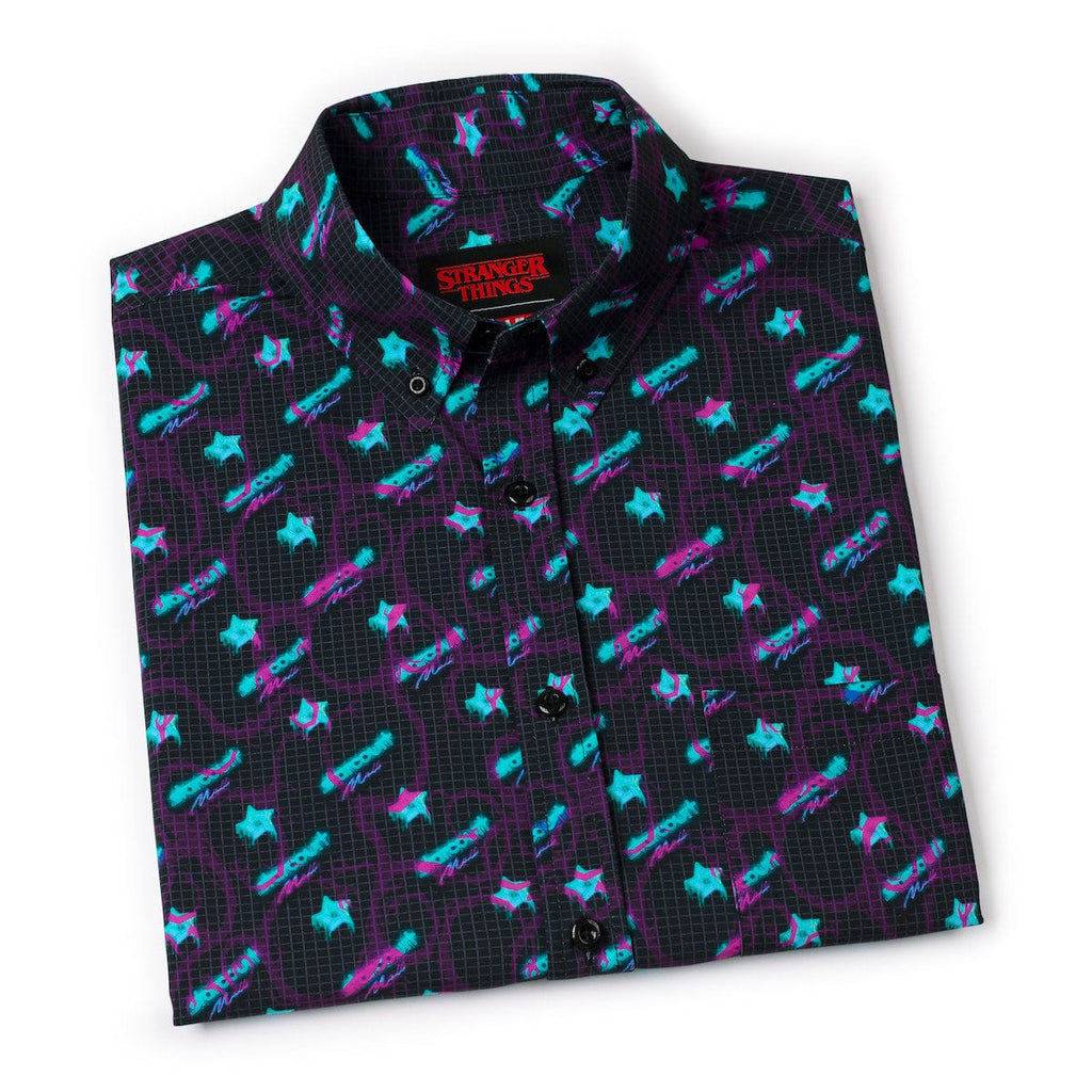 RSVLTS Battle of Starcourt KUNUFLEX Short Sleeve Shirt in Black — detail 12